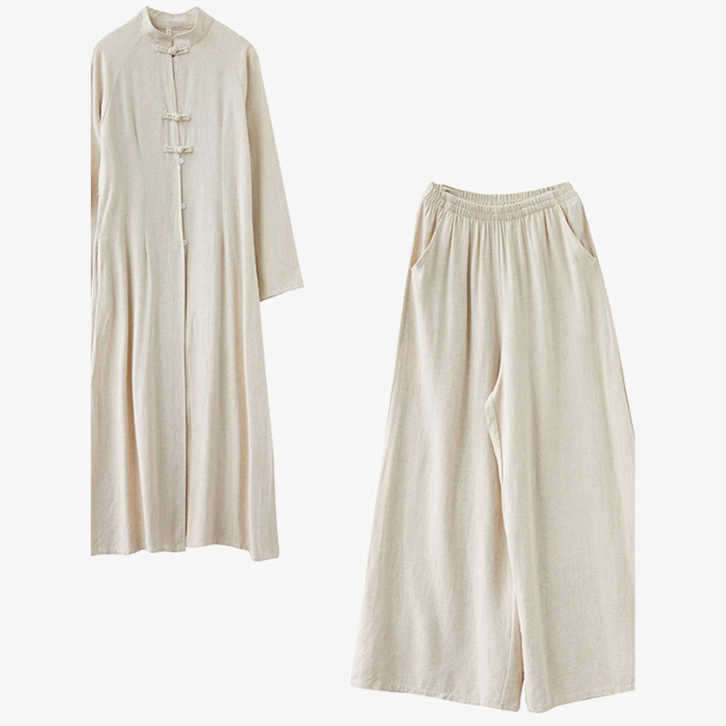 Buddha Stones 2 szt. Chiński guzik żaby Zen Tai Chi Medytacja Odzież Bawełniana Lniana Top Spodnie Zestaw damski - image 4