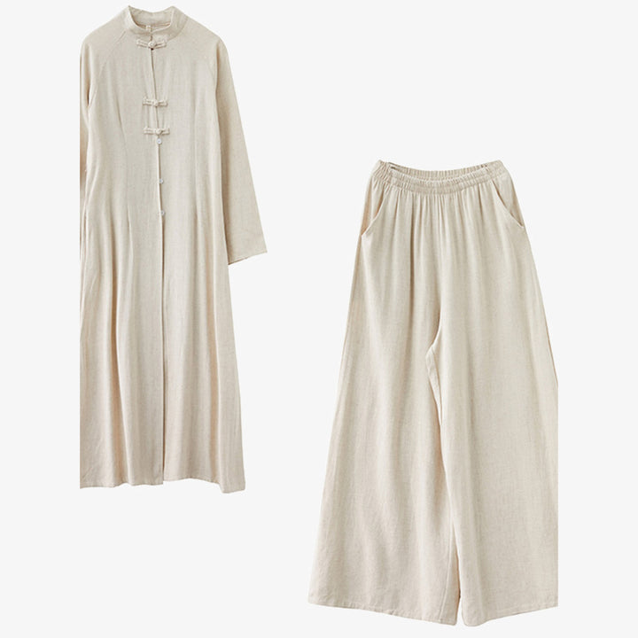 Buddha Stones 2 szt. Chiński guzik żaby Zen Tai Chi Medytacja Odzież Bawełniana Lniana Top Spodnie Zestaw damski - image 4