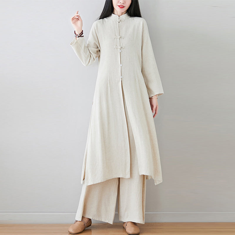 Buddha Stones 2 szt. Chiński guzik żaby Zen Tai Chi Medytacja Odzież Bawełniana Lniana Top Spodnie Zestaw damski - image 18