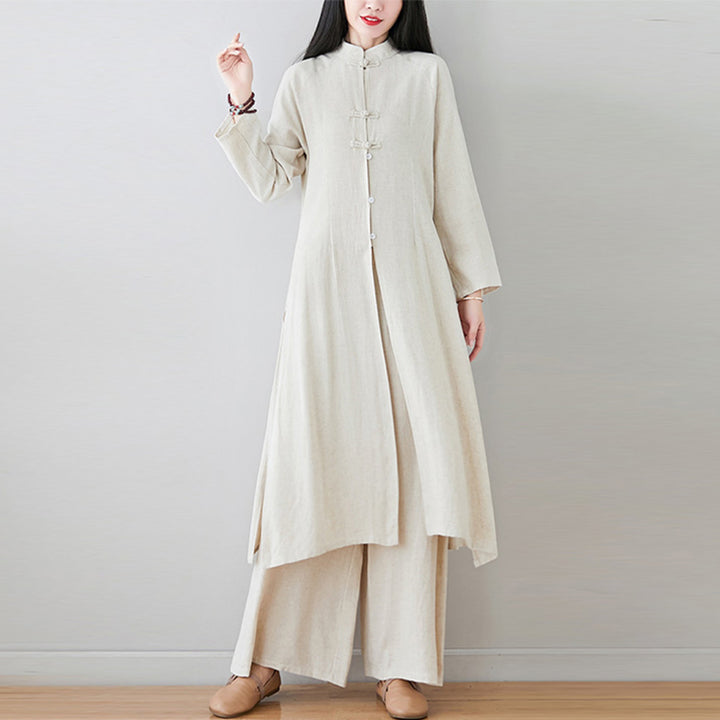 Buddha Stones 2 szt. Chiński guzik żaby Zen Tai Chi Medytacja Odzież Bawełniana Lniana Top Spodnie Zestaw damski - image 18