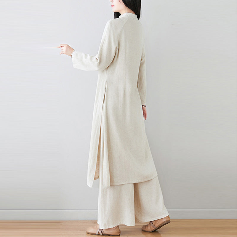 Buddha Stones 2 szt. Chiński guzik żaby Zen Tai Chi Medytacja Odzież Bawełniana Lniana Top Spodnie Zestaw damski - image 3