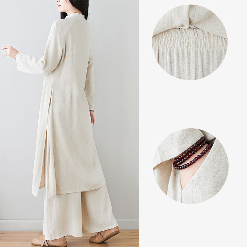 Buddha Stones 2 szt. Chiński guzik żaby Zen Tai Chi Medytacja Odzież Bawełniana Lniana Top Spodnie Zestaw damski - image 17