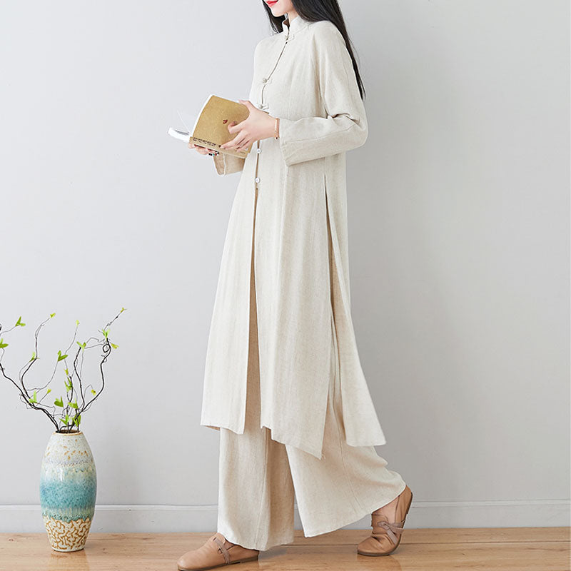 Buddha Stones 2 szt. Chiński guzik żaby Zen Tai Chi Medytacja Odzież Bawełniana Lniana Top Spodnie Zestaw damski - image 19