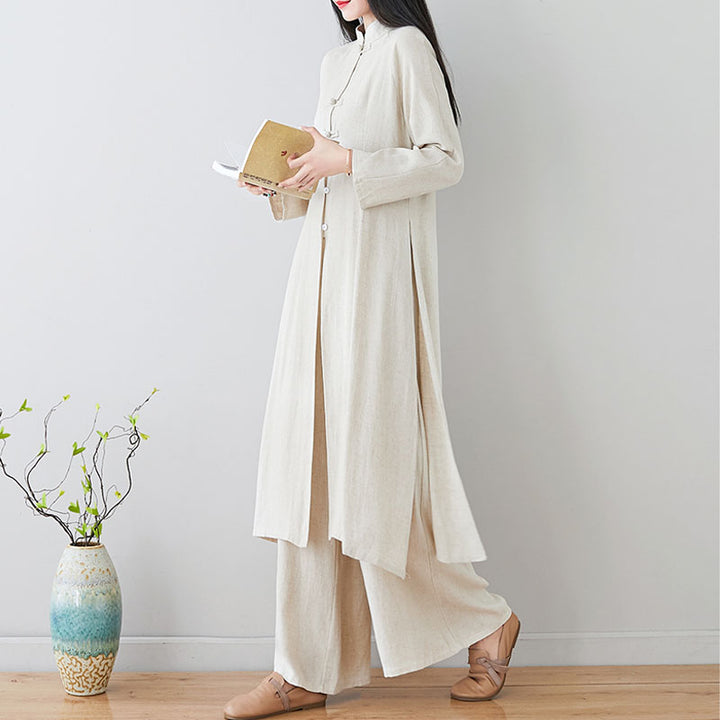 Buddha Stones 2 szt. Chiński guzik żaby Zen Tai Chi Medytacja Odzież Bawełniana Lniana Top Spodnie Zestaw damski - image 19