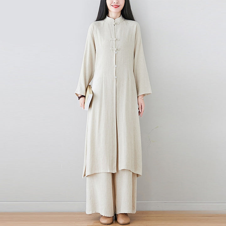 Buddha Stones 2 szt. Chiński guzik żaby Zen Tai Chi Medytacja Odzież Bawełniana Lniana Top Spodnie Zestaw damski - image 2