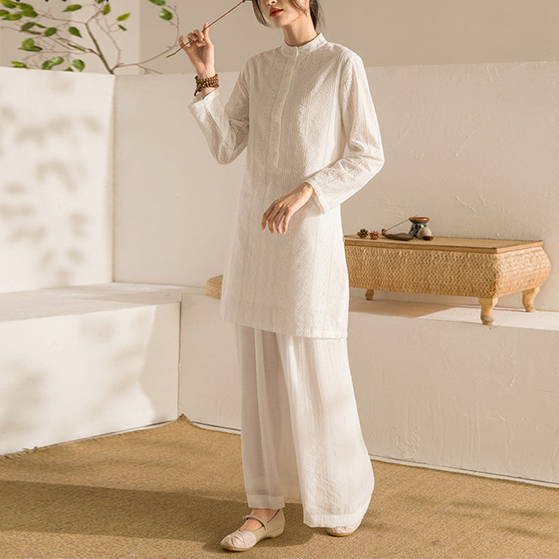 Buddha Stones 2 szt. Długi rękaw Odzież do jogi Medytacja Odzież Top Spodnie Zestaw damski - image 1