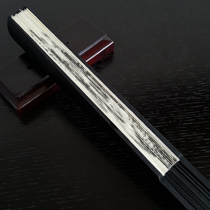 Buddha Stones Wielki Mur Góry Drzewa Żuraw Bambus Ręczny Bambusowy Składany Wentylator 33,5 cm