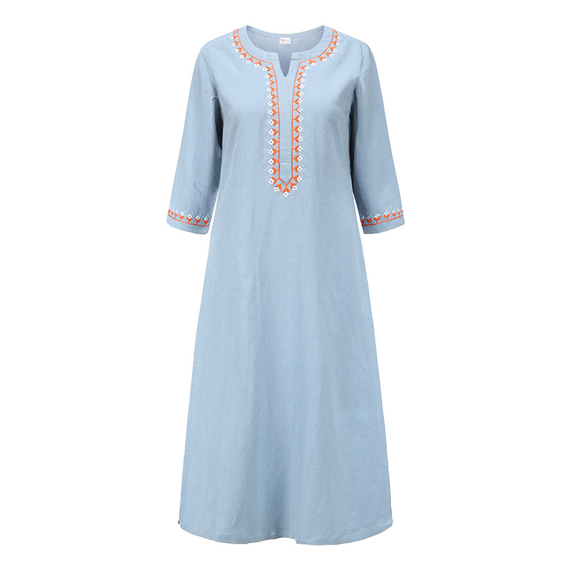 Buddha Stones 2 szt. dekolt w serek haft odzież do jogi zen medytacja bawełna len top spodnie damskie zestaw - Niebieski (tylko góra) - US8-10，UK/AU12-14，EU40-42 (2XL) - image 20