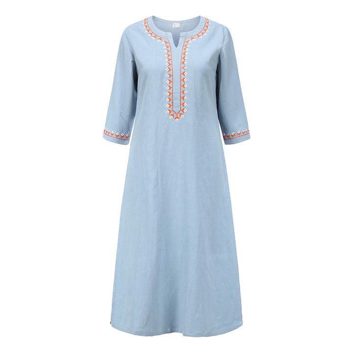 Buddha Stones 2 szt. dekolt w serek haft odzież do jogi zen medytacja bawełna len top spodnie damskie zestaw - Niebieski (tylko góra) - US8-10，UK/AU12-14，EU40-42 (2XL) - image 20