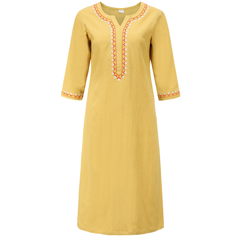 Buddha Stones 2 szt. dekolt w serek haft odzież do jogi zen medytacja bawełna len top spodnie damskie zestaw - Żółty (tylko góra) - US12, UK/AU16, EU44 (2XL)  - image 21