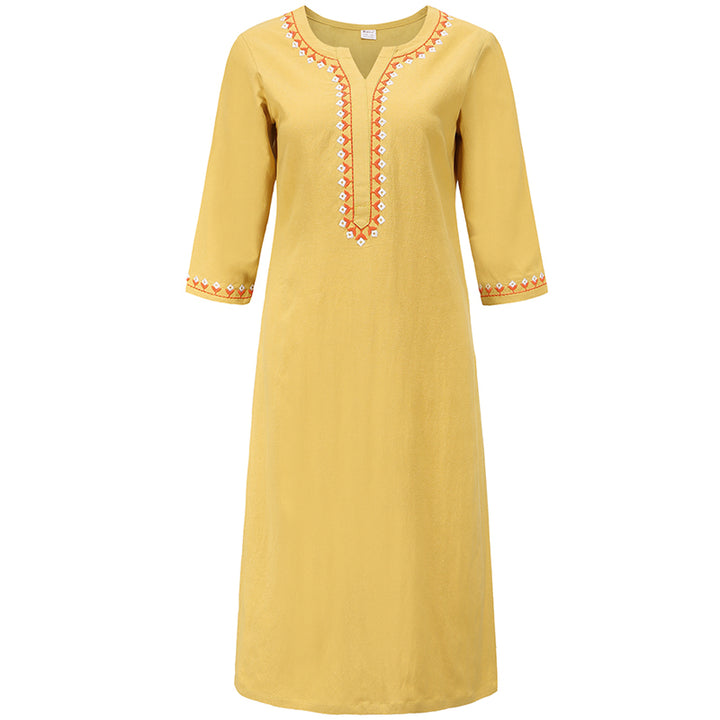 Buddha Stones 2 szt. dekolt w serek haft odzież do jogi zen medytacja bawełna len top spodnie damskie zestaw - Żółty (tylko góra) - US8-10，UK/AU12-14，EU40-42 (2XL) - image 21