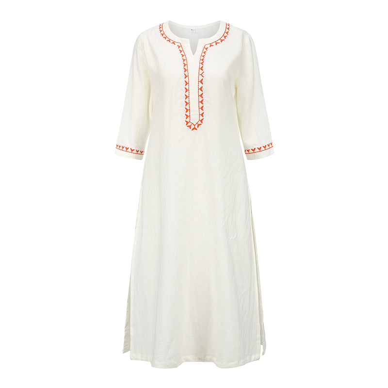 Buddha Stones 2 szt. dekolt w serek haft odzież do jogi zen medytacja bawełna len top spodnie damskie zestaw - Biały (tylko góra) - US8-10，UK/AU12-14，EU40-42 (2XL) - image 19