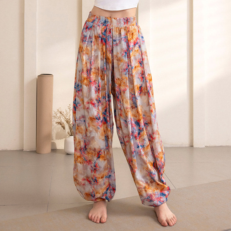 Spodnie do jogi damskie z prostym wzorem w Buddha Stones , sportowe, fitnessowe i do jogi - Pomarańczowe spodnie - US12, UK/AU16, EU44 (XL) - image 5