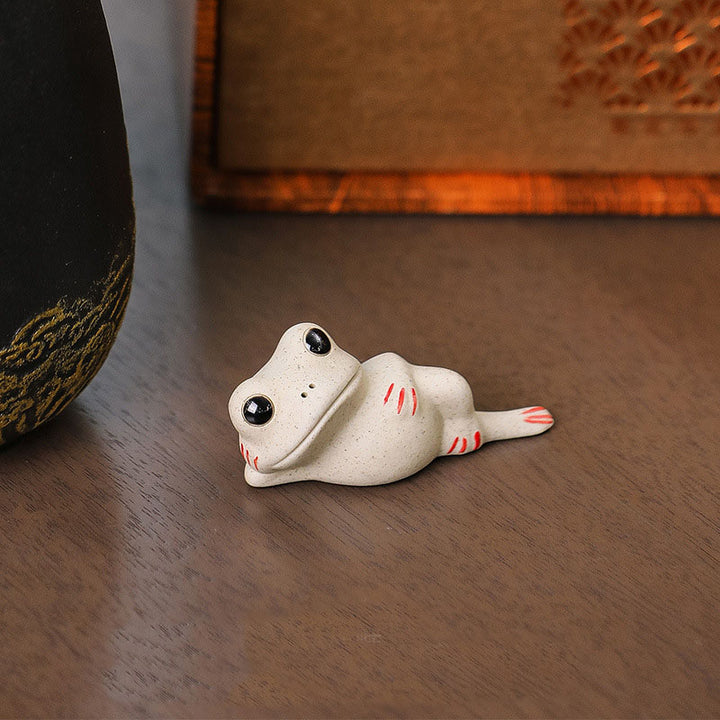 Buddha Stones Mini Mała Modląca się Żaba Ceramiczna Bogactwo Dobrobyt Dom Herbata Figurka Dekoracja