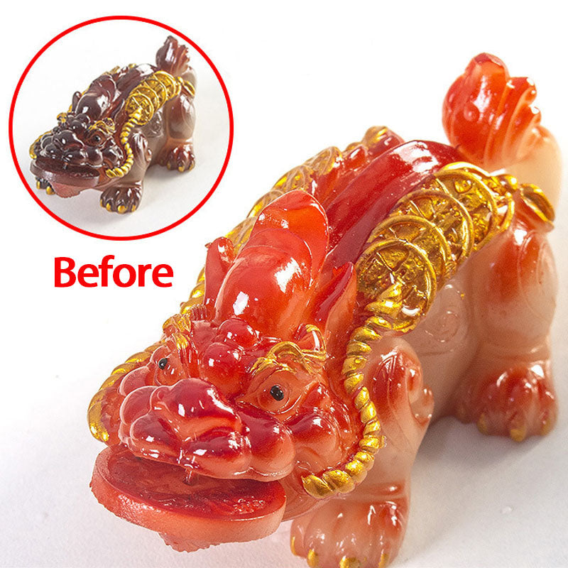 Buddha Stones Zmieniające Kolor Małe Monety Miedziane PiXiu Żywica Herbata Zwierzę Bogactwo Dom Figurka Dekoracja - Czerwony PiXiu 11*5,5*4,5 cm - image 1