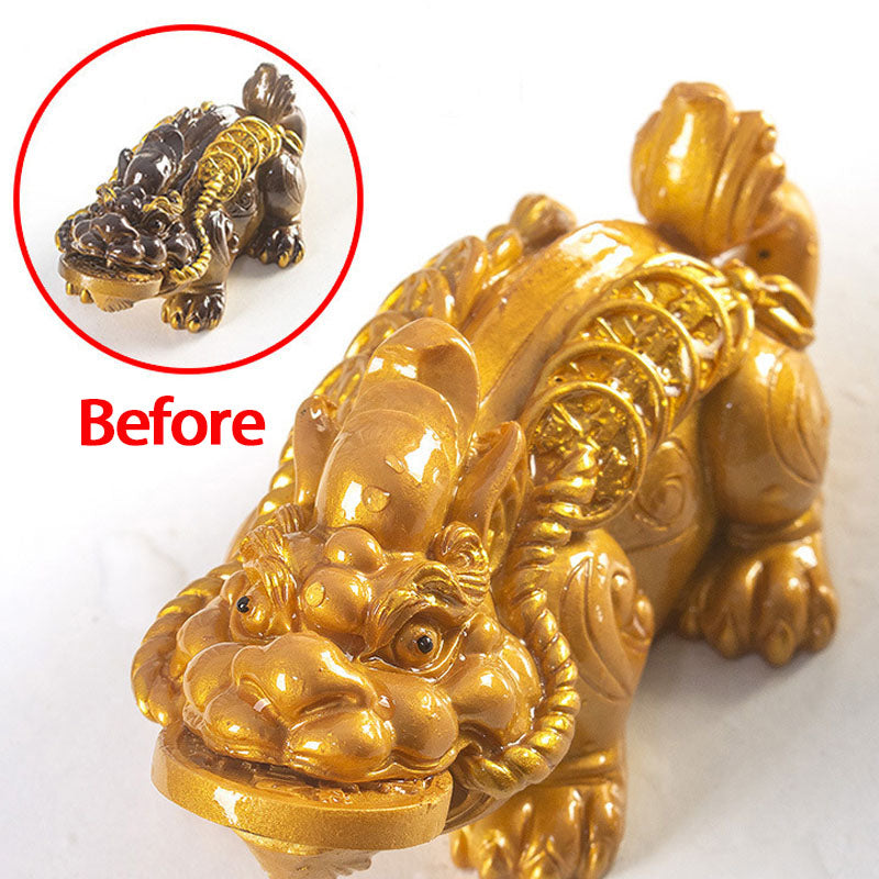 Buddha Stones Zmieniające Kolor Małe Monety Miedziane PiXiu Żywica Herbata Zwierzę Bogactwo Dom Figurka Dekoracja - Złoty PiXiu 11*5,5*4,5 cm - image 5