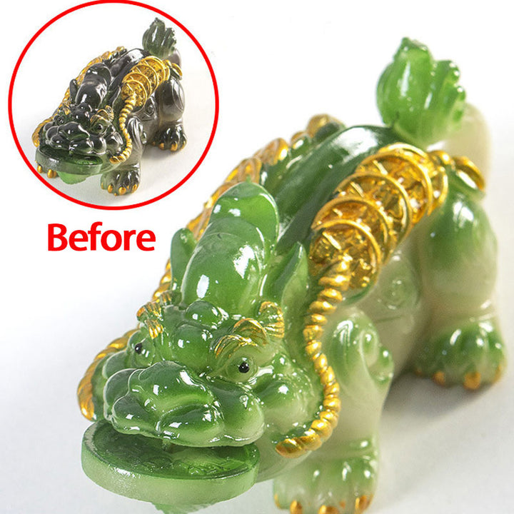Buddha Stones Zmieniające Kolor Małe Monety Miedziane PiXiu Żywica Herbata Zwierzę Bogactwo Dom Figurka Dekoracja - Zielony PiXiu 11*5,5*4,5 cm - image 9