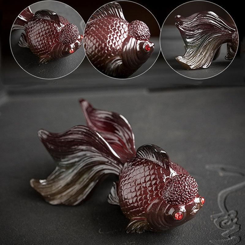 Buddha Stones Zmieniające Kolor Ryby Koi Żywica Herbata Zwierzę Domowe Bogactwo Figurka Dekoracja - image 6