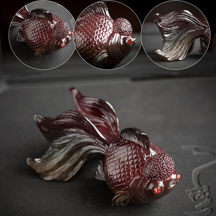 Buddha Stones Zmieniające Kolor Ryby Koi Żywica Herbata Zwierzę Domowe Bogactwo Figurka Dekoracja - image 6