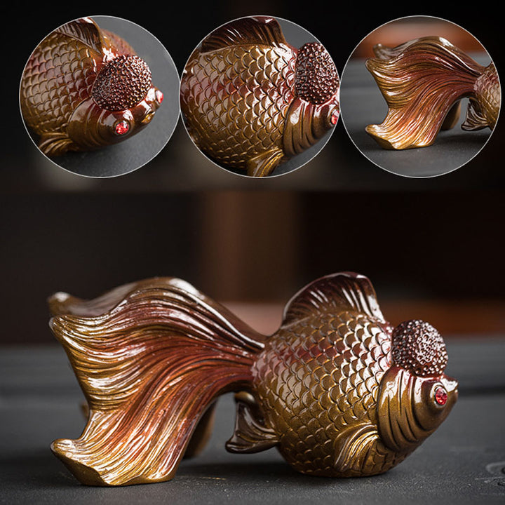 Buddha Stones Zmieniające Kolor Ryby Koi Żywica Herbata Zwierzę Domowe Bogactwo Figurka Dekoracja - image 12