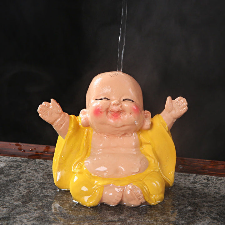 Buddha Stones Zmieniające Kolor Śmiejący Się Budda Żywica Herbata Zwierzę Domowe Bogactwo Figurka Dekoracja - Żółty Śmiejący się Budda 9,5*6,5*7,5 cm - image 0