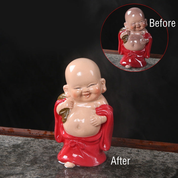 Buddha Stones Zmieniające Kolor Śmiejący Się Budda Żywica Herbata Zwierzę Domowe Bogactwo Figurka Dekoracja - Czerwony Śmiejący się Budda 7*6*11cm - image 14
