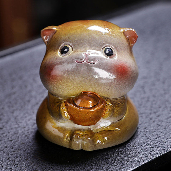 Buddha Stones Zmieniające Kolor Uroczy Mini Kot Żywica Herbata Zwierzę Domowe Bogactwo Figurka Dekoracja - image 12