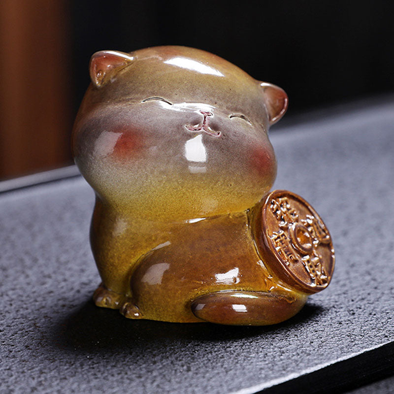 Buddha Stones Zmieniające Kolor Uroczy Mini Kot Żywica Herbata Zwierzę Domowe Bogactwo Figurka Dekoracja - image 9
