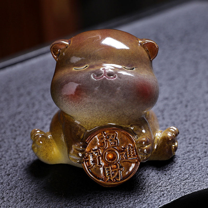 Buddha Stones Zmieniające Kolor Uroczy Mini Kot Żywica Herbata Zwierzę Domowe Bogactwo Figurka Dekoracja - image 1
