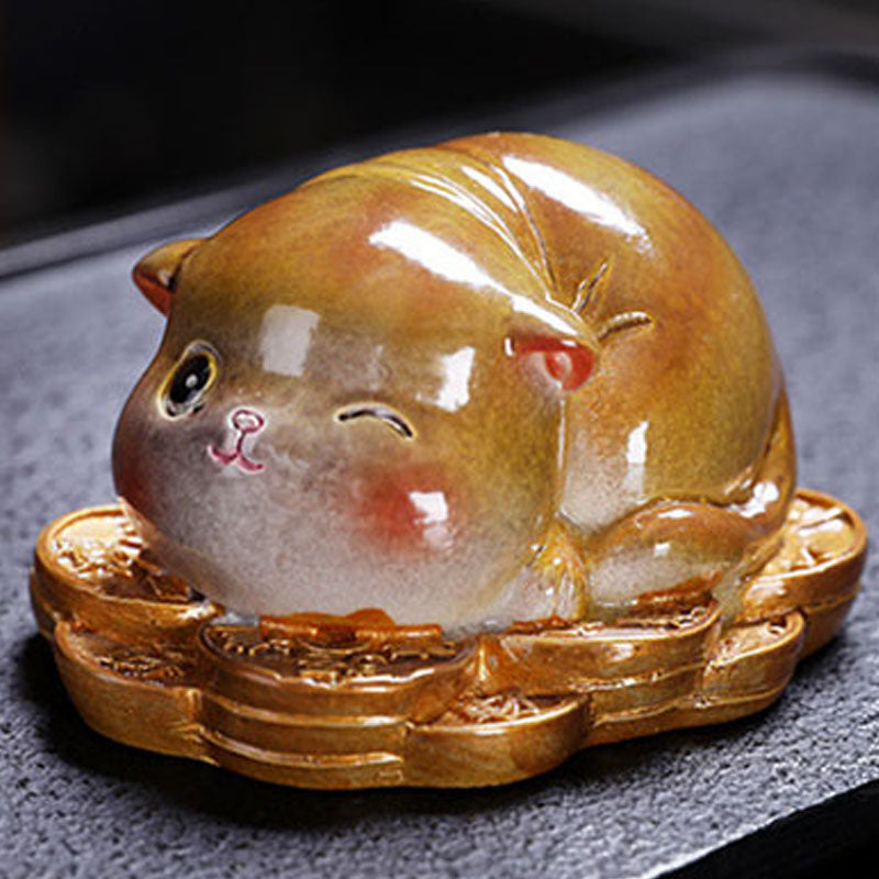 Buddha Stones Zmieniające Kolor Uroczy Mini Kot Żywica Herbata Zwierzę Domowe Bogactwo Figurka Dekoracja - image 4