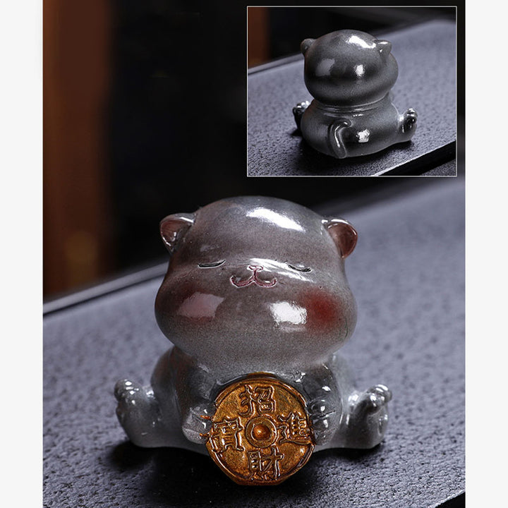Buddha Stones Zmieniające Kolor Uroczy Mini Kot Żywica Herbata Zwierzę Domowe Bogactwo Figurka Dekoracja - image 14