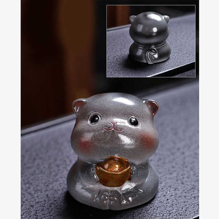 Buddha Stones Zmieniające Kolor Uroczy Mini Kot Żywica Herbata Zwierzę Domowe Bogactwo Figurka Dekoracja - image 21