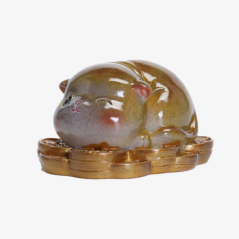 Buddha Stones Zmieniające Kolor Uroczy Mini Kot Żywica Herbata Zwierzę Domowe Bogactwo Figurka Dekoracja - image 7