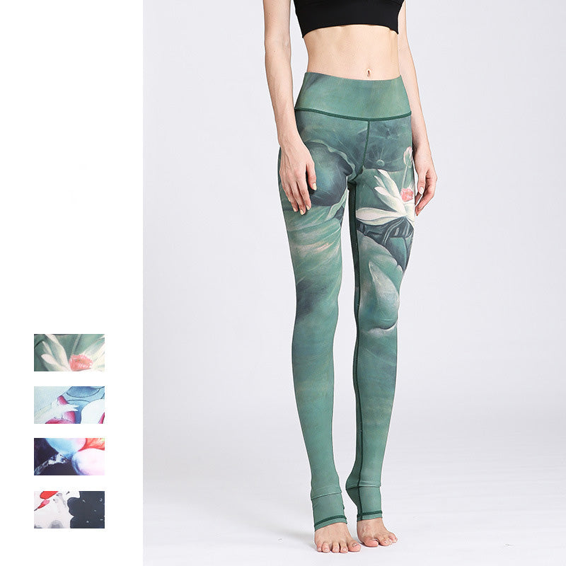 Buddha Stones, kwiaty lotosu, nadruk, spodnie, sportowe, fitness, legginsy, damskie, spodnie do jogi - image 3