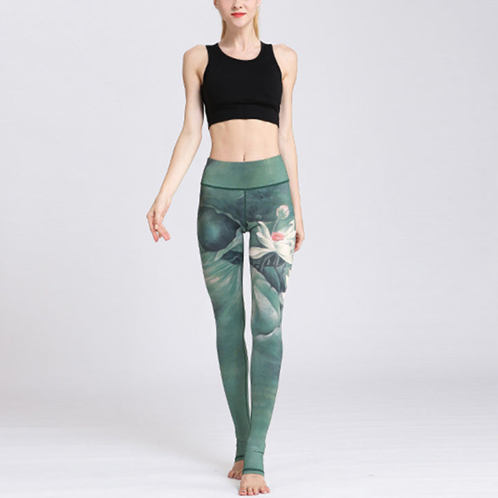Buddha Stones, kwiaty lotosu, nadruk, spodnie, sportowe, fitness, legginsy, damskie, spodnie do jogi - image 8