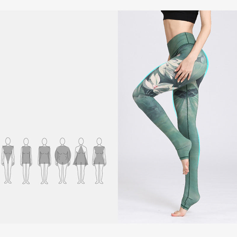 Buddha Stones, kwiaty lotosu, nadruk, spodnie, sportowe, fitness, legginsy, damskie, spodnie do jogi - image 8