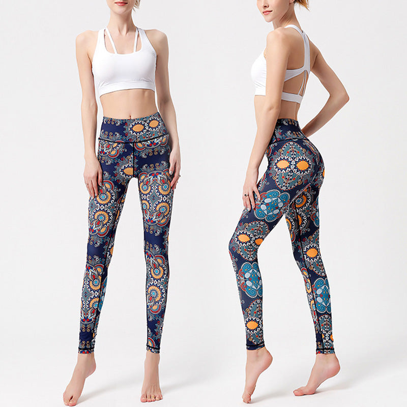 Buddha Stones Liście Ptaki Nadruk Spodnie Sport Fitness Joga Taniec Legginsy Damskie Spodnie do Jogi - image 2