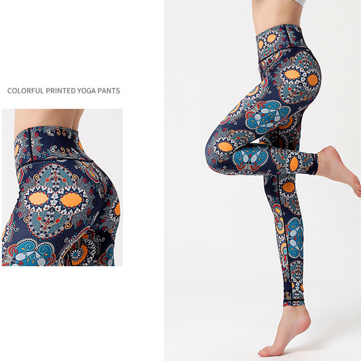 Buddha Stones Liście Ptaki Nadruk Spodnie Sport Fitness Joga Taniec Legginsy Damskie Spodnie do Jogi - image 3
