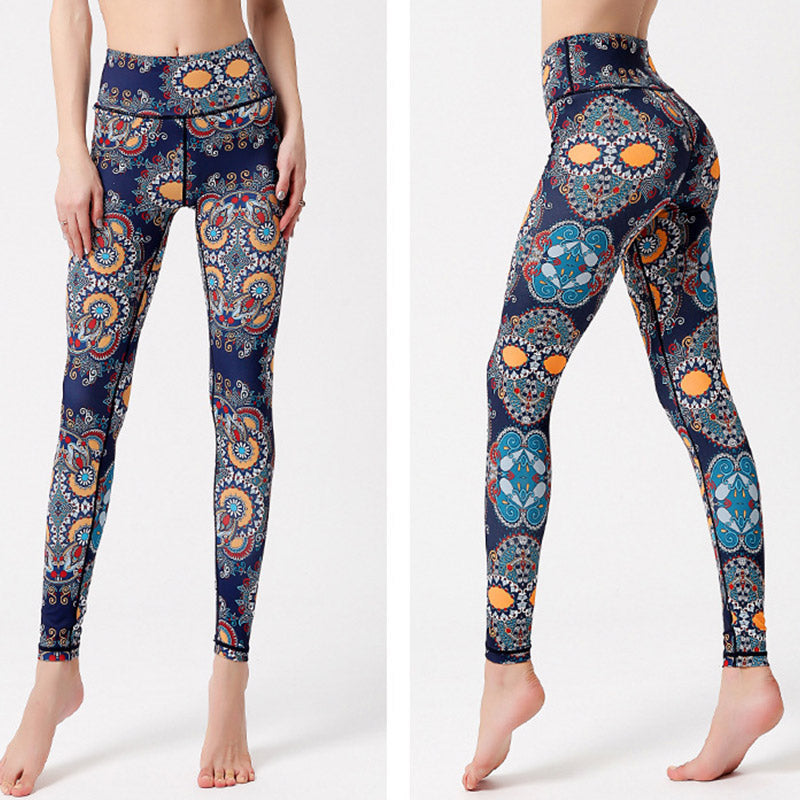 Buddha Stones Liście Ptaki Nadruk Spodnie Sport Fitness Joga Taniec Legginsy Damskie Spodnie do Jogi - image 1