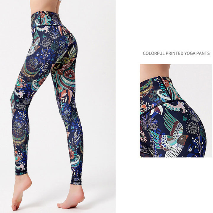 Buddha Stones Liście Ptaki Nadruk Spodnie Sport Fitness Joga Taniec Legginsy Damskie Spodnie do Jogi - image 8