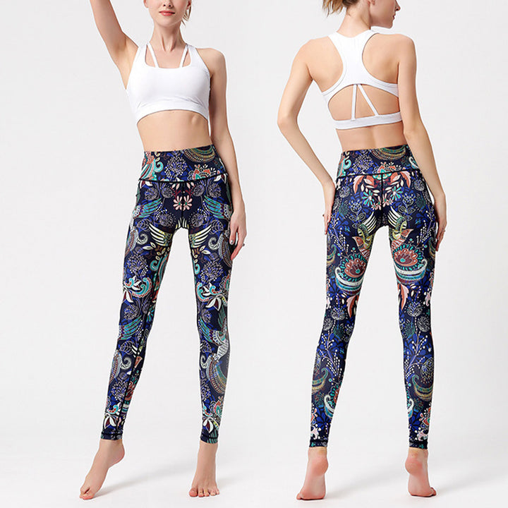 Buddha Stones Liście Ptaki Nadruk Spodnie Sport Fitness Joga Taniec Legginsy Damskie Spodnie do Jogi - image 7