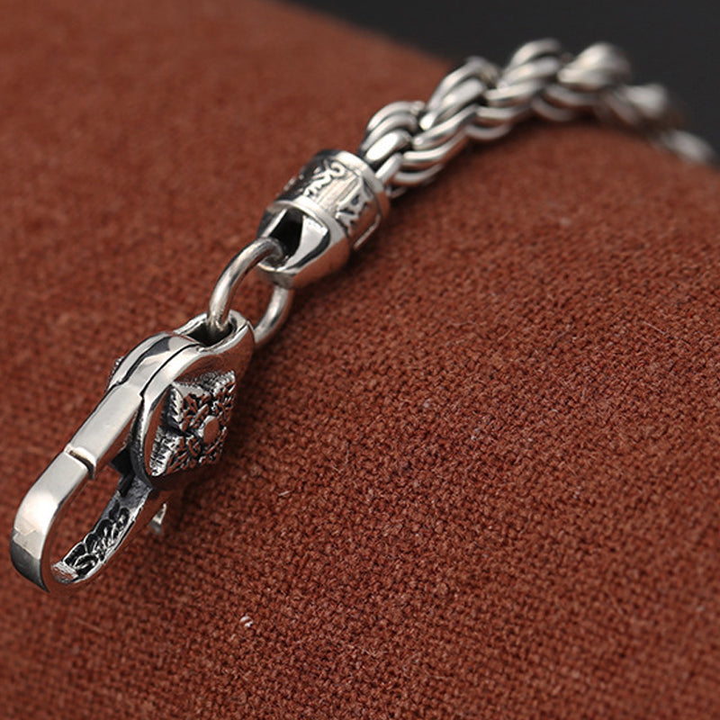 Buddha Stones 925 Srebro Sterlingowe Tybet Om Mani Padme Hum Podwójny Dorje Vajra Skręcony Projekt Bransoletka Pokoju i Miłości - image 5