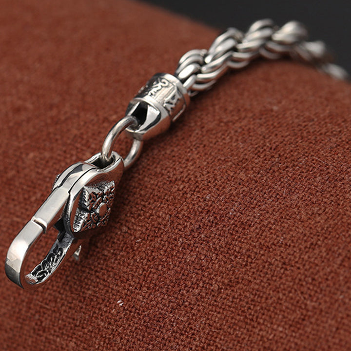 Buddha Stones 925 Srebro Sterlingowe Tybet Om Mani Padme Hum Podwójny Dorje Vajra Skręcony Projekt Bransoletka Pokoju i Miłości - image 5