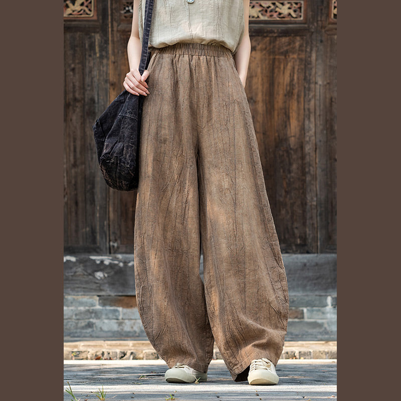 Spodnie z bawełny i lnu z motywem tie-dye z motywem Buddha Stones , luźne spodnie damskie do jogi z kieszeniami - image 5