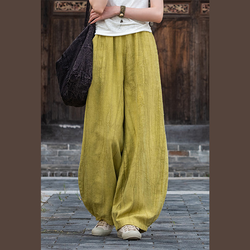 Spodnie z bawełny i lnu z motywem tie-dye z motywem Buddha Stones , luźne spodnie damskie do jogi z kieszeniami - image 28