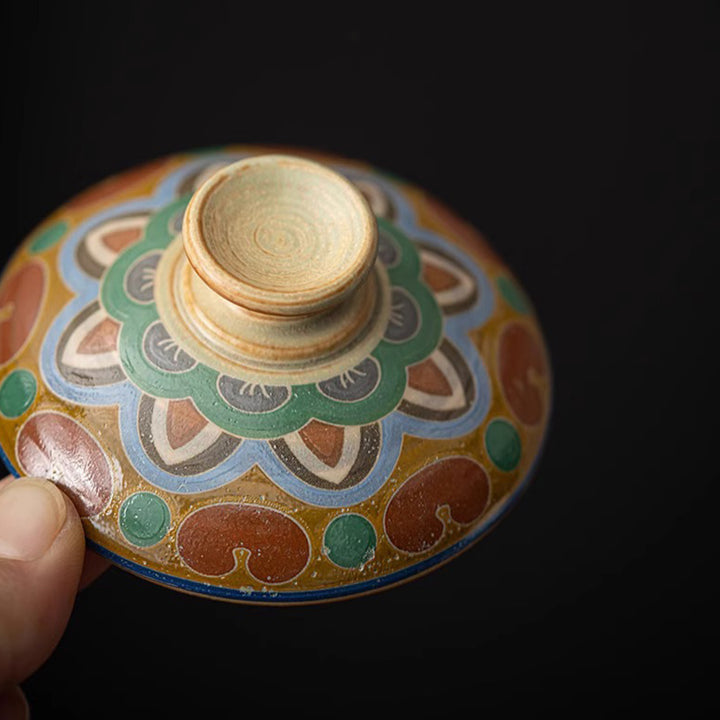 Buddha Stones Dunhuang Latające Apsaras Ceramiczna filiżanka Gaiwan Sancai Filiżanka do herbaty Kung Fu z pokrywką