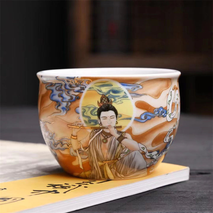 Buddha Stones Dunhuang Kolor Latająca Apsaras Filiżanka Filiżanka Herbaty Kung Fu