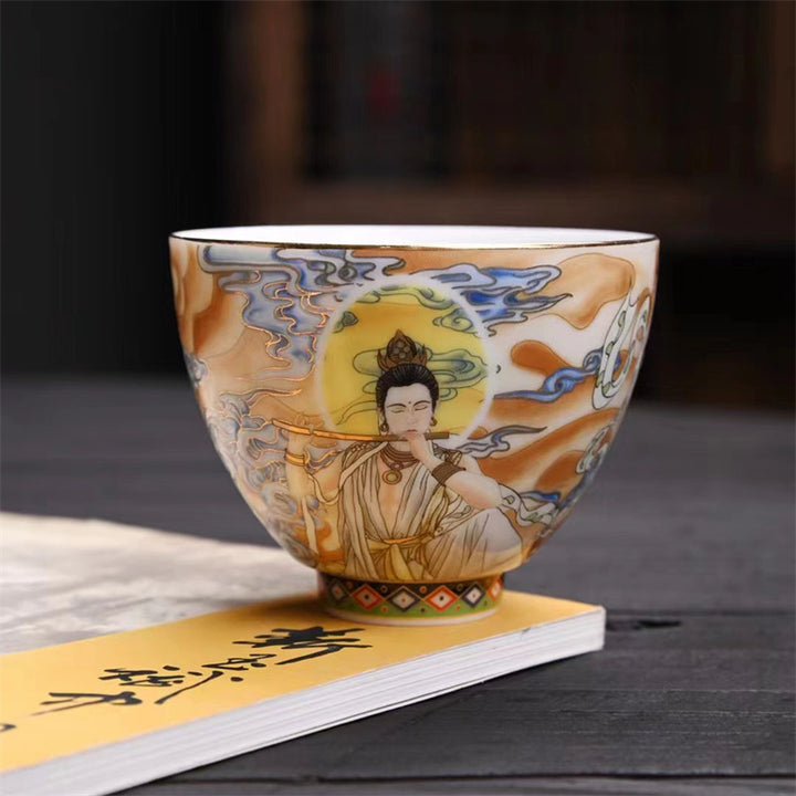 Buddha Stones Dunhuang Kolor Latająca Apsaras Filiżanka Filiżanka Herbaty Kung Fu