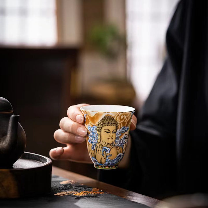 Buddha Stones Dunhuang Kolor Latająca Apsaras Filiżanka Filiżanka Herbaty Kung Fu