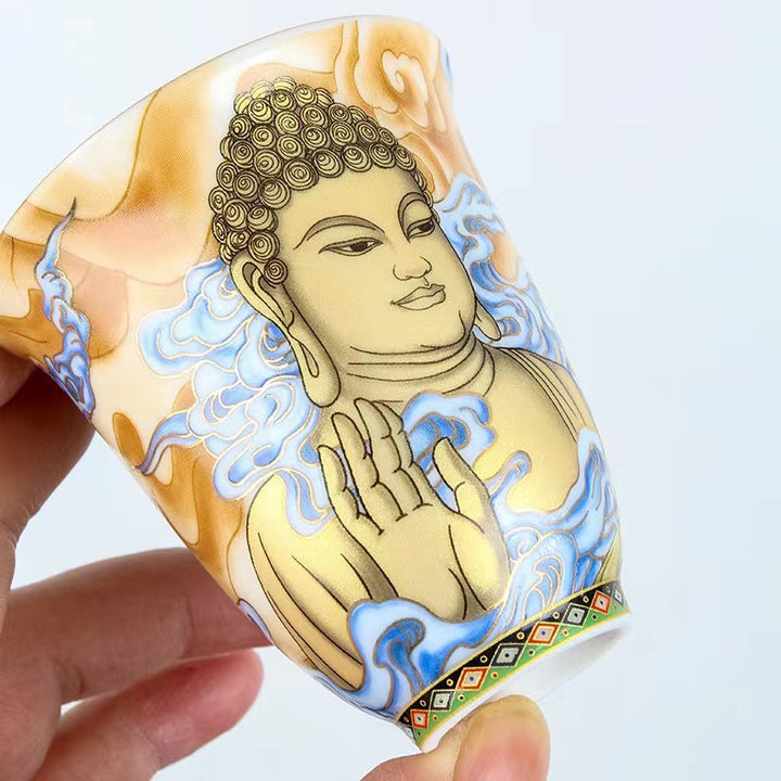 Buddha Stones Dunhuang Kolor Latająca Apsaras Filiżanka Filiżanka Herbaty Kung Fu